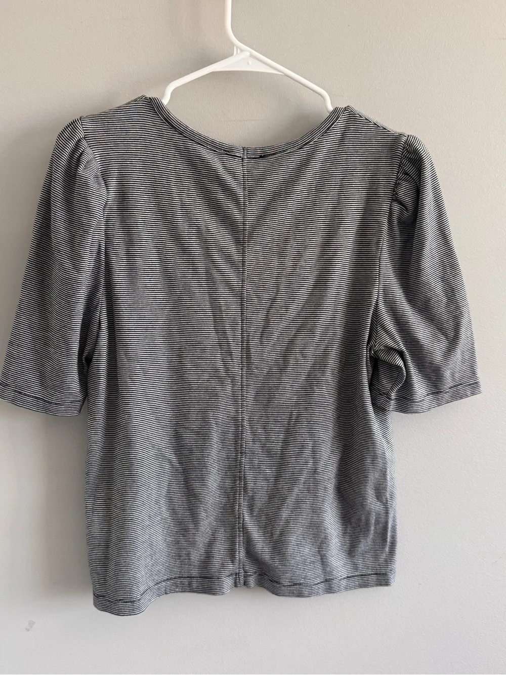 Madewell Supima Cotton Striped Puff Sleeve Top XL Black White